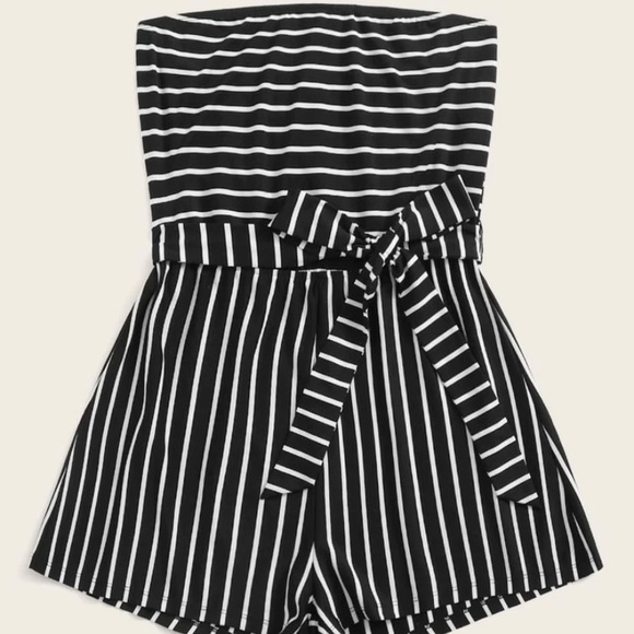 SHEIN Pants - SOLD ⭐️HPx2 Striped tube top romper NEW